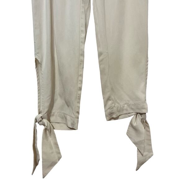 Reformation Avalon Pleated Paper Bag Pants Size 0 White High Waist Tie Ankle‎ - Picture 3 of 9